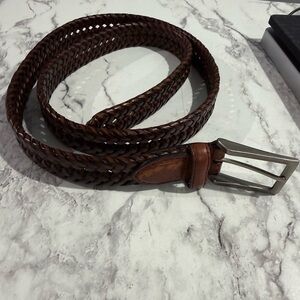 Elegant Brown Braided Leather Belt